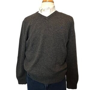 Polo Ralph Lauren Mens V‎ Neck Sweater Dark Gray 100% Lambs Wool Size XL